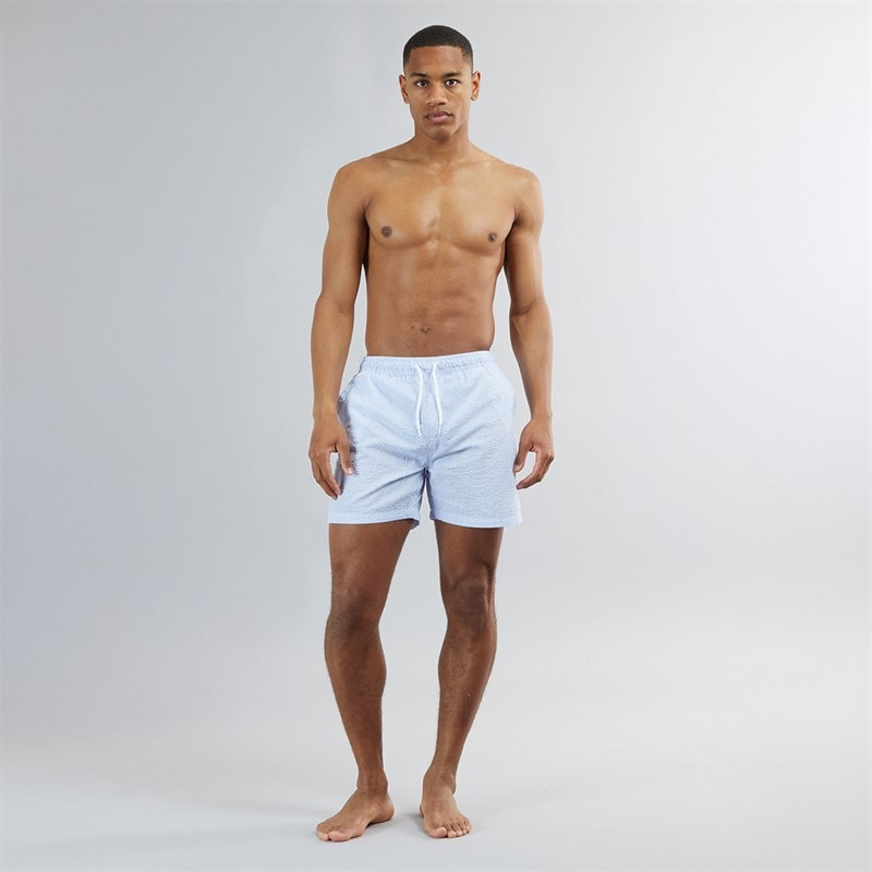 Brave Soul Mens Salou Swim Shorts Pale Blue/White Stripe - Image 4