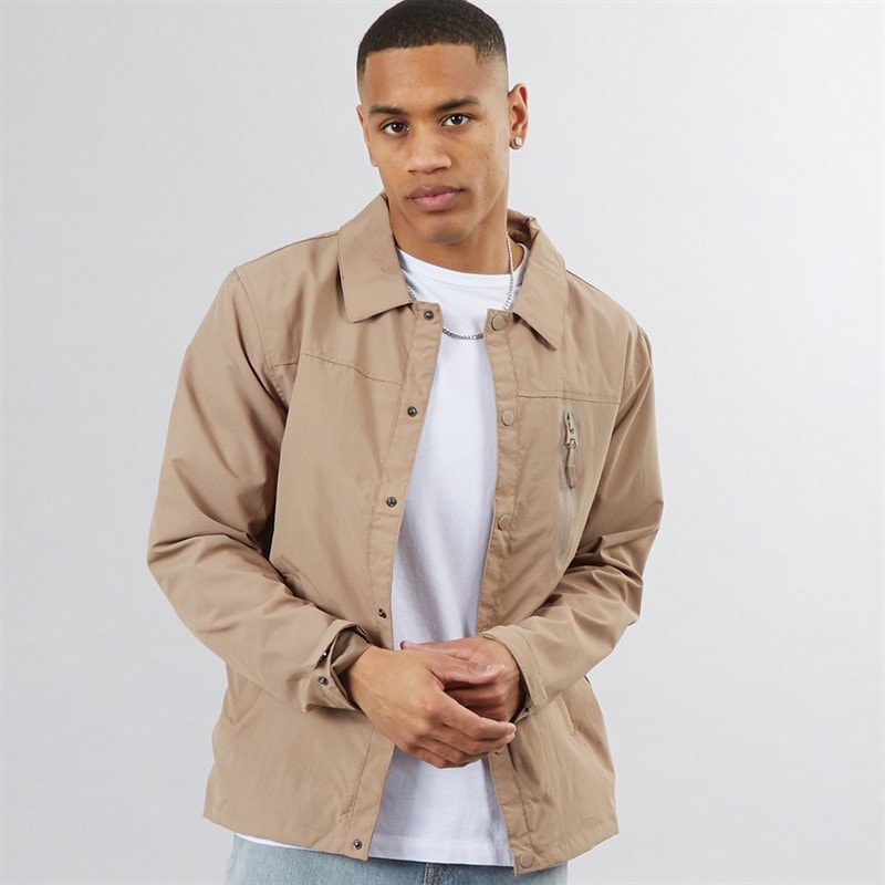 Brave Soul Mens Corey Taslan Coach Jacket Stone - Image 1