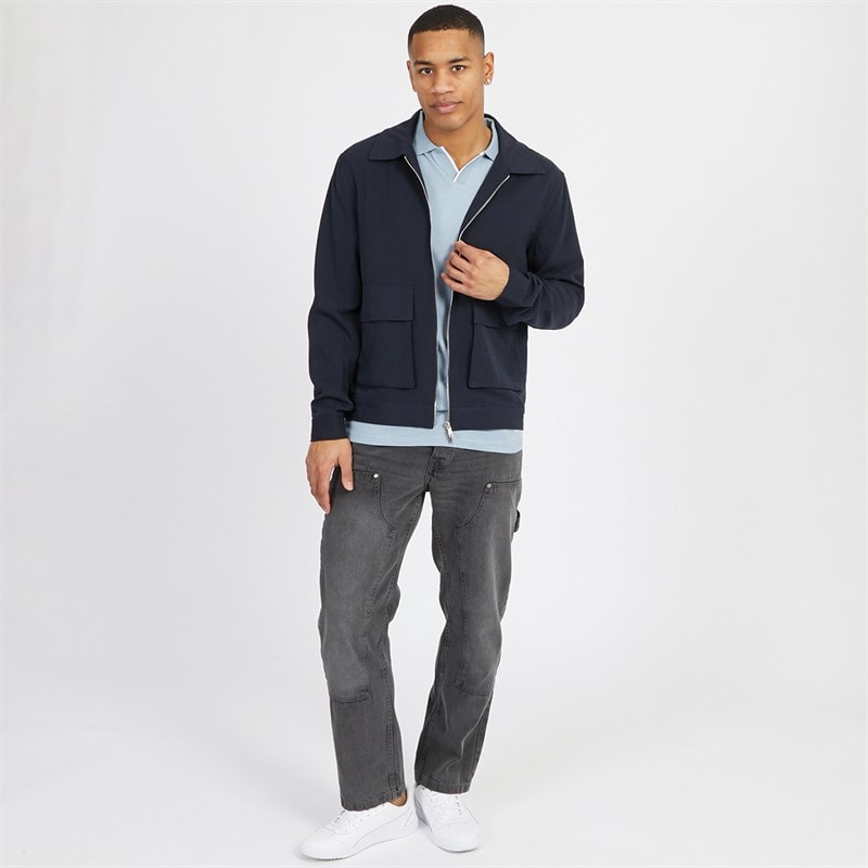 Brave Soul Mens Andorra Harrington Jacket Navy - Image 3
