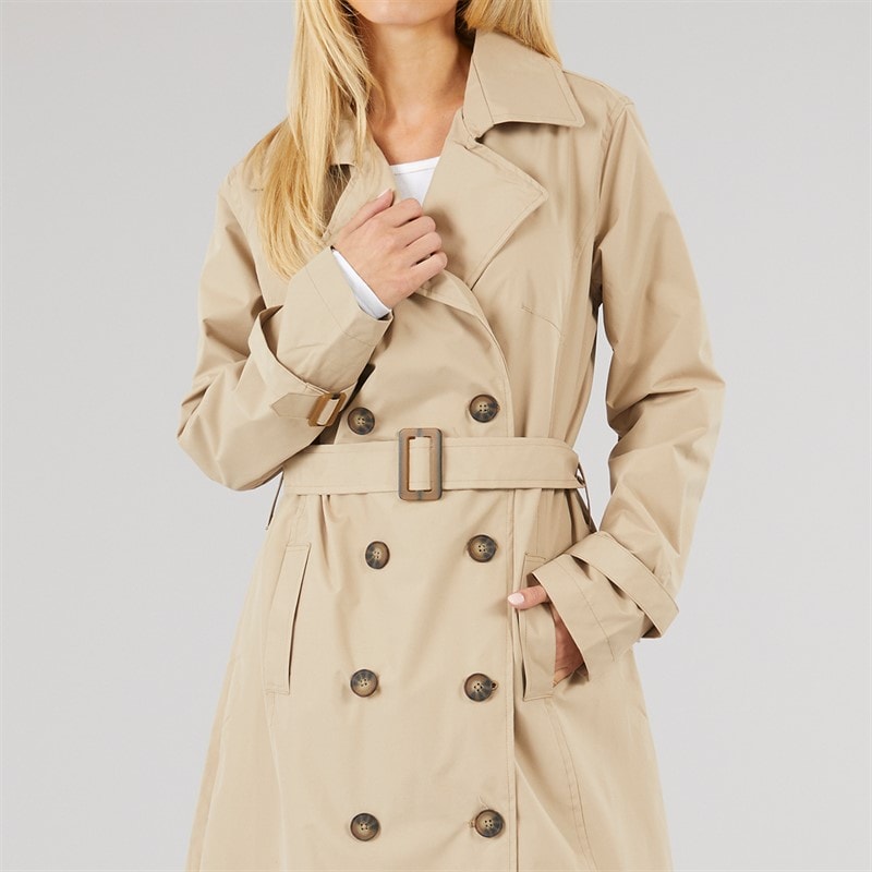 Brave Soul Womens Ayer Maxi Trench Coat Stone - Image 5