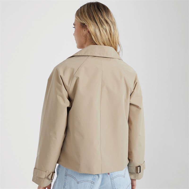 Brave Soul Womens Brandy Short Trench Coat Stone - Image 2