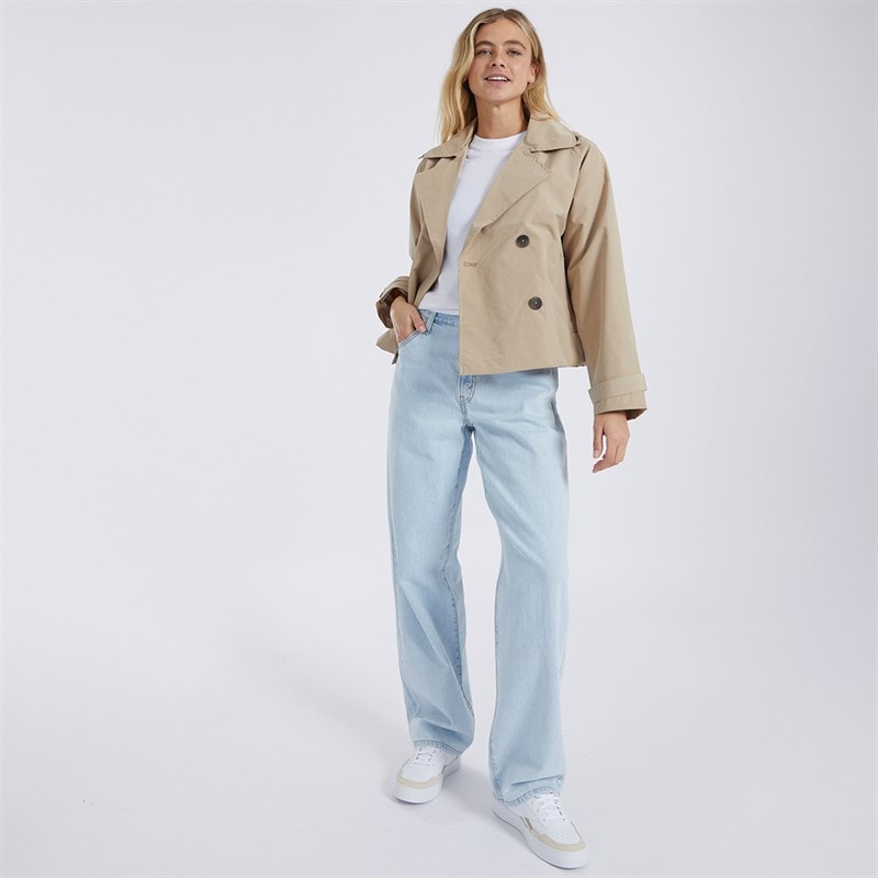 Brave Soul Womens Brandy Short Trench Coat Stone - Image 4