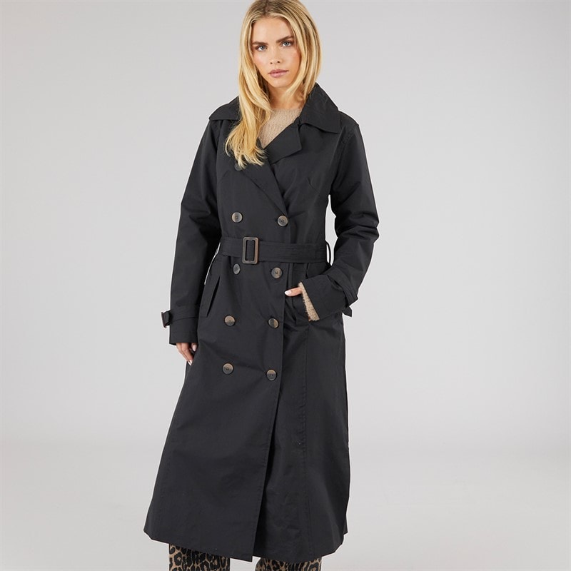 Brave Soul Womens Ayer Maxi Trench Coat Black - Image 3