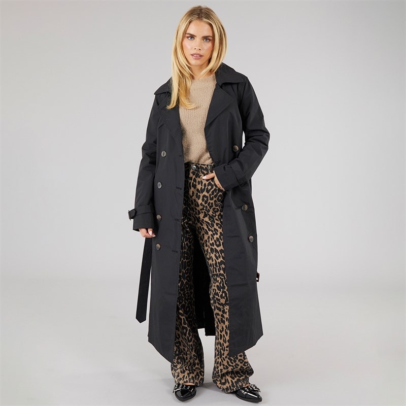 Brave Soul Womens Ayer Maxi Trench Coat Black - Image 4
