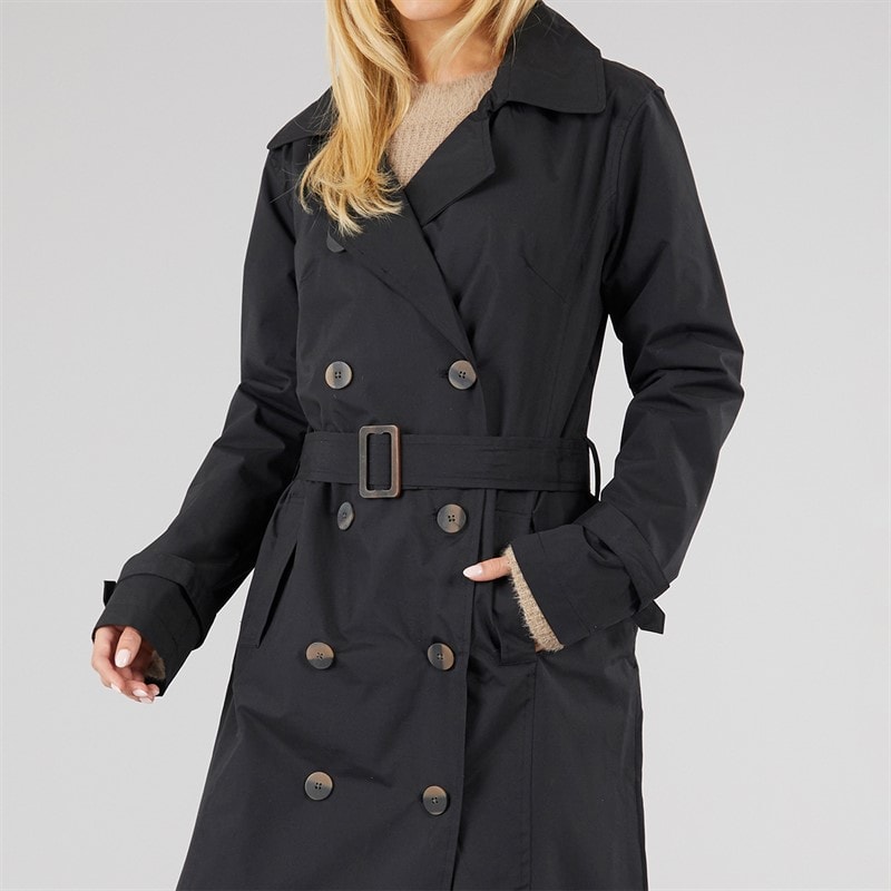 Brave Soul Womens Ayer Maxi Trench Coat Black - Image 5