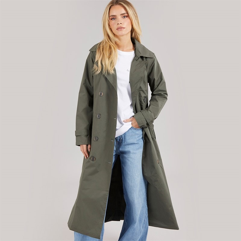 Brave Soul Womens Ayer Maxi Trench Coat Khaki - Image 1