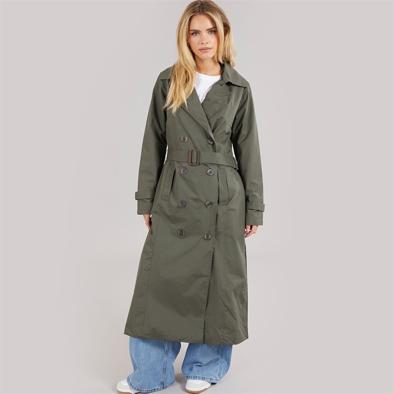 Brave Soul Womens Ayer Maxi Trench Coat Khaki - Image 3
