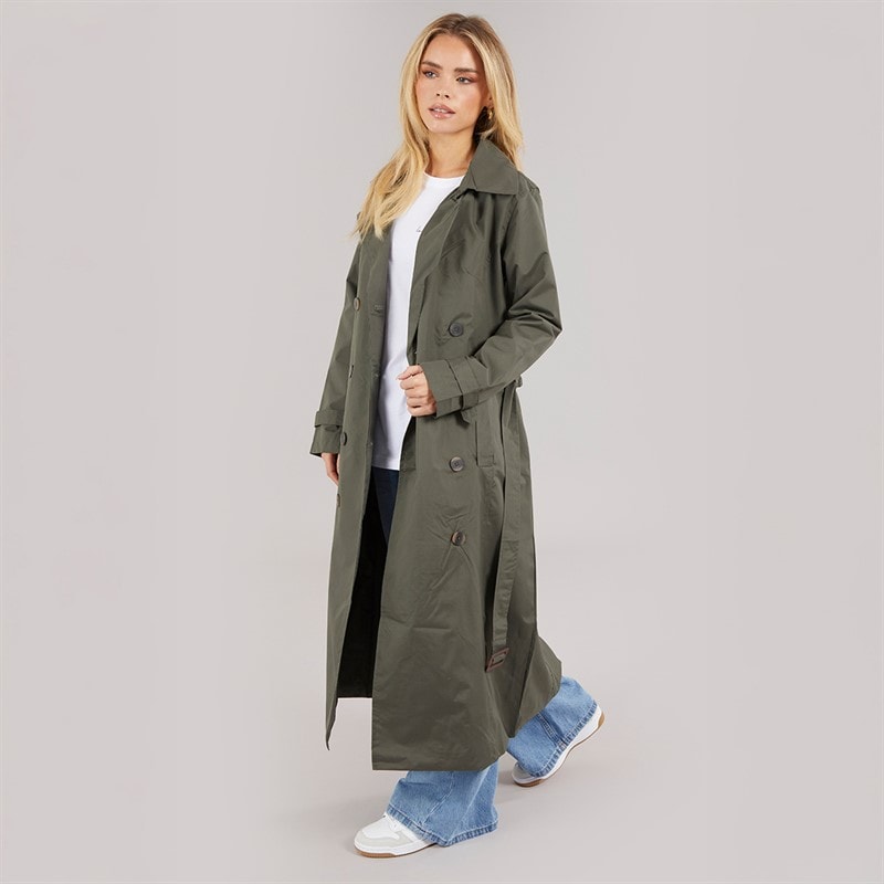 Brave Soul Womens Ayer Maxi Trench Coat Khaki - Image 4