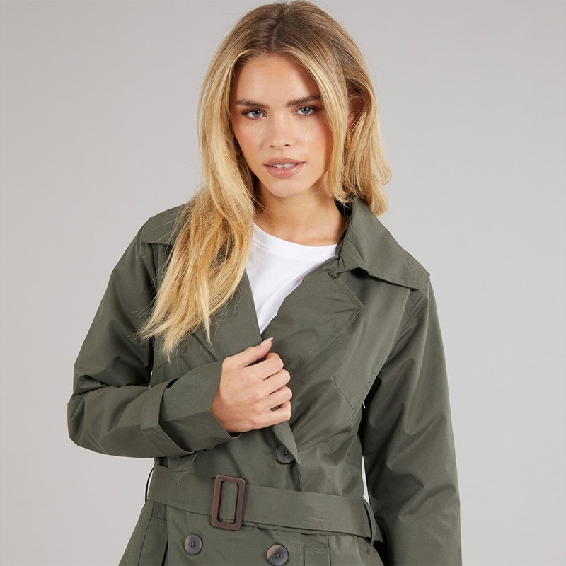 Brave Soul Womens Ayer Maxi Trench Coat Khaki - Image 5