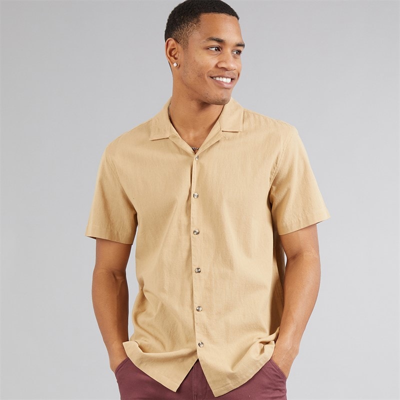 Brave Soul Mens Eubank Shirt Stone