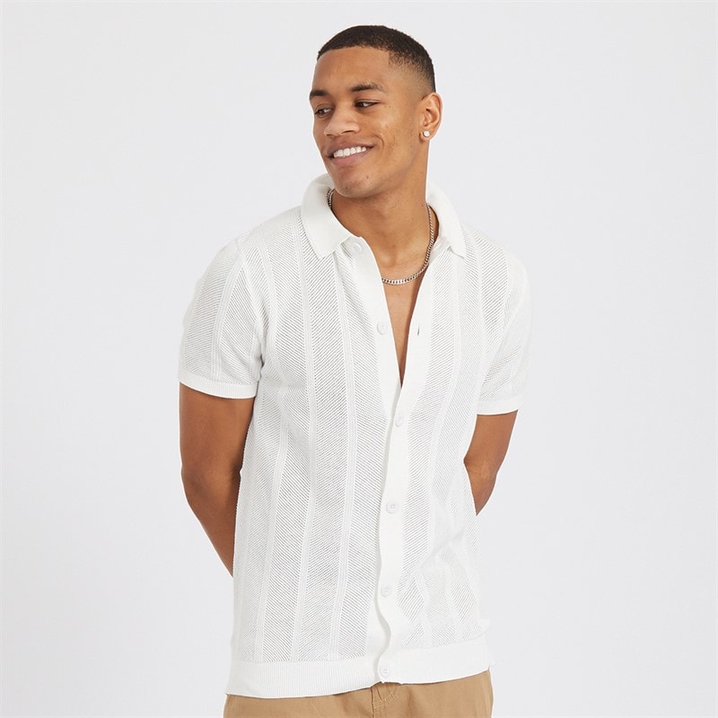 Brave Soul Mens Marco Shirt Ecru