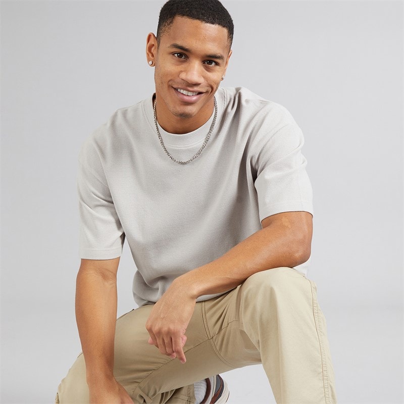 Brave Soul Mens Relaxed Fit Lao T-Shirt Silver Grey - Image 1