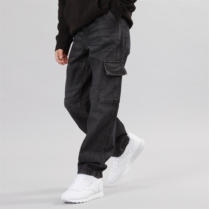 Brave Soul Boys Loose Fit Cargo Jeans Charcoal