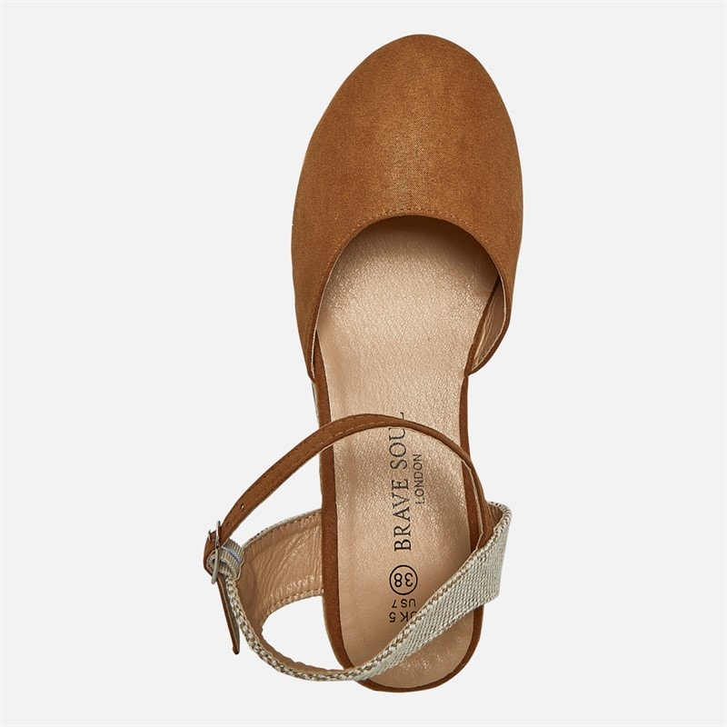 Brave Soul Womens Berry Wedge Espadrille Sandals Tan - Image 3