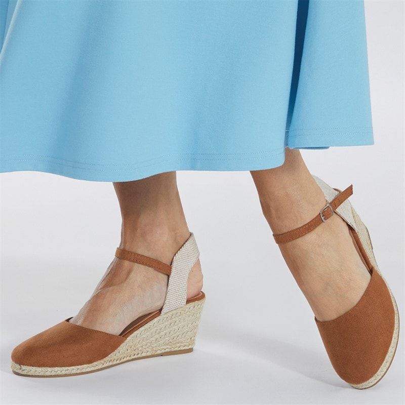 Brave Soul Womens Berry Wedge Espadrille Sandals Tan - Image 5