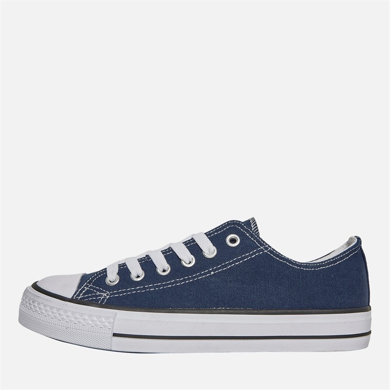 Brave Soul Womens Jill Canvas Trainers Washed Navy - Image 1