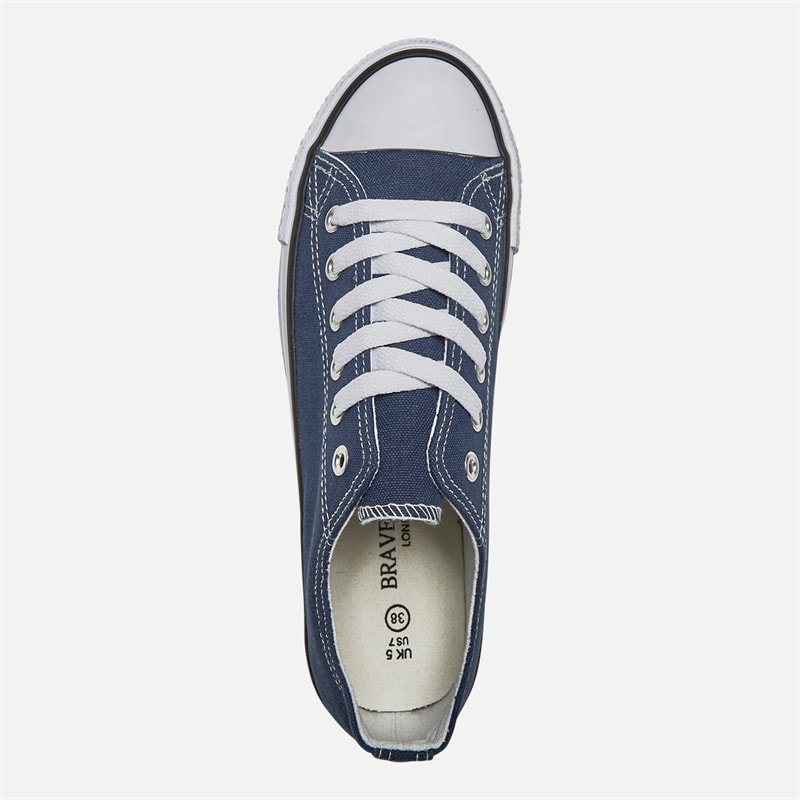 Brave Soul Womens Jill Canvas Trainers Washed Navy - Image 4