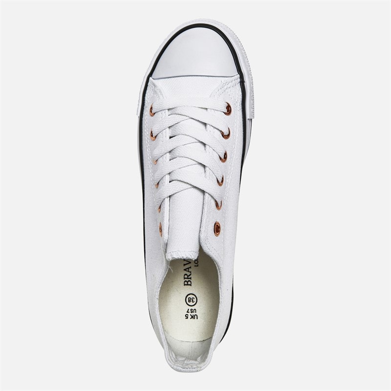 Brave Soul Womens Jill Canvas Trainers White/Rose Gold - Image 4