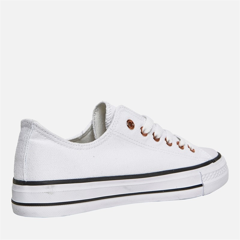 Brave Soul Womens Jill Canvas Trainers White/Rose Gold - Image 5