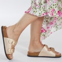 Brave Soul Womens Evie Double Buckle Sandals Rose Gold