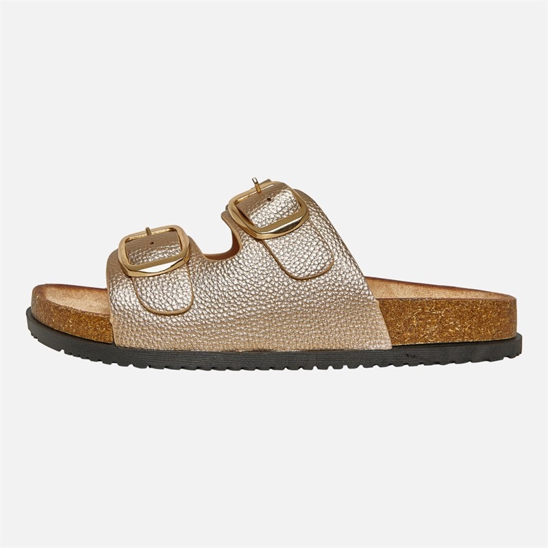 Brave Soul Womens Evie Double Buckle Sandals Rose Gold - Image 3