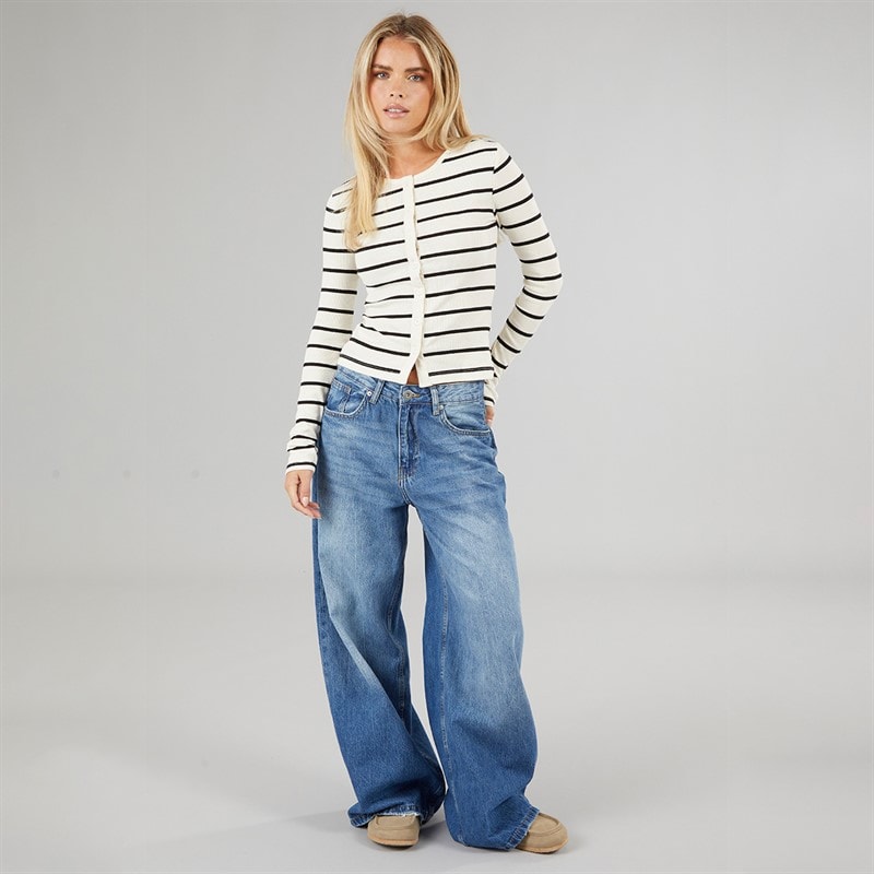 Brave Soul Womens Long Sleeve Button Down Striped Top Cream/Black - Image 4
