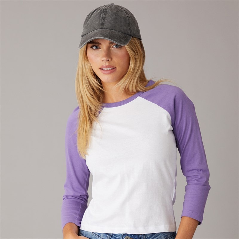 Brave Soul Womens Judy Long Sleeve T-Shirt Lilac/White - Image 1
