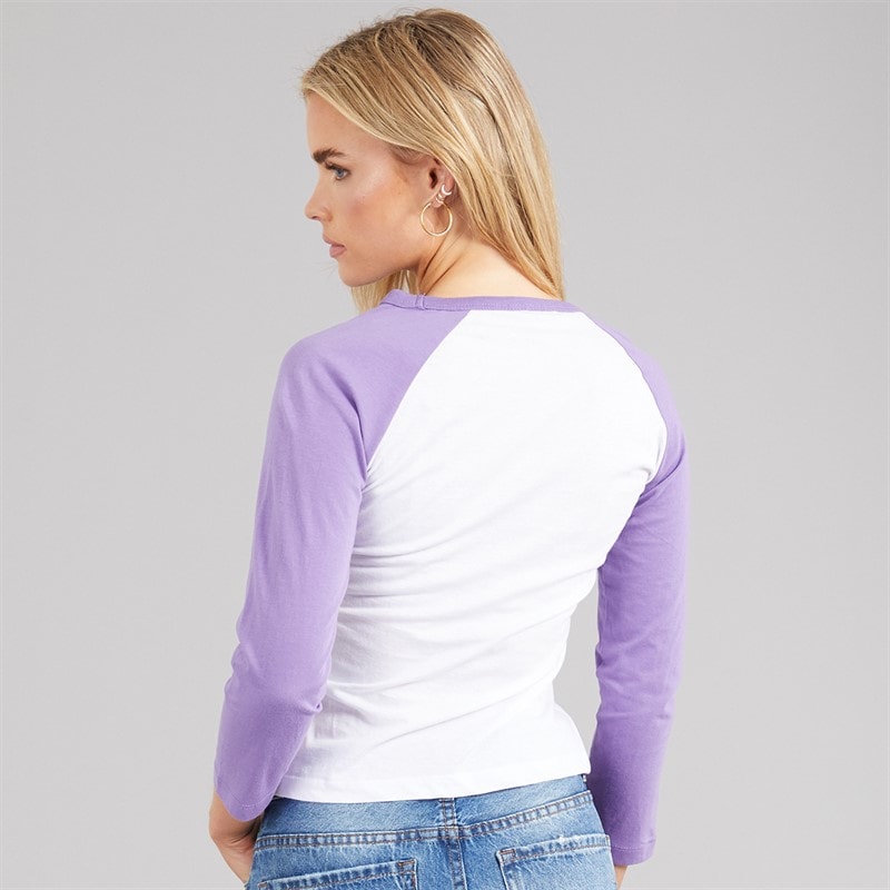 Brave Soul Womens Judy Long Sleeve T-Shirt Lilac/White - Image 2