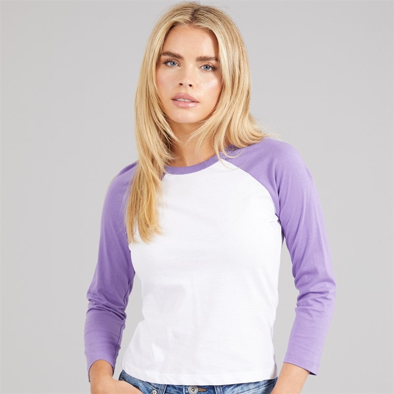 Brave Soul Womens Judy Long Sleeve T-Shirt Lilac/White - Image 3