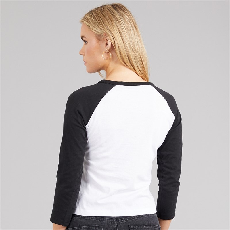 Brave Soul Womens Judy Long Sleeve T-Shirt Black/White - Image 2
