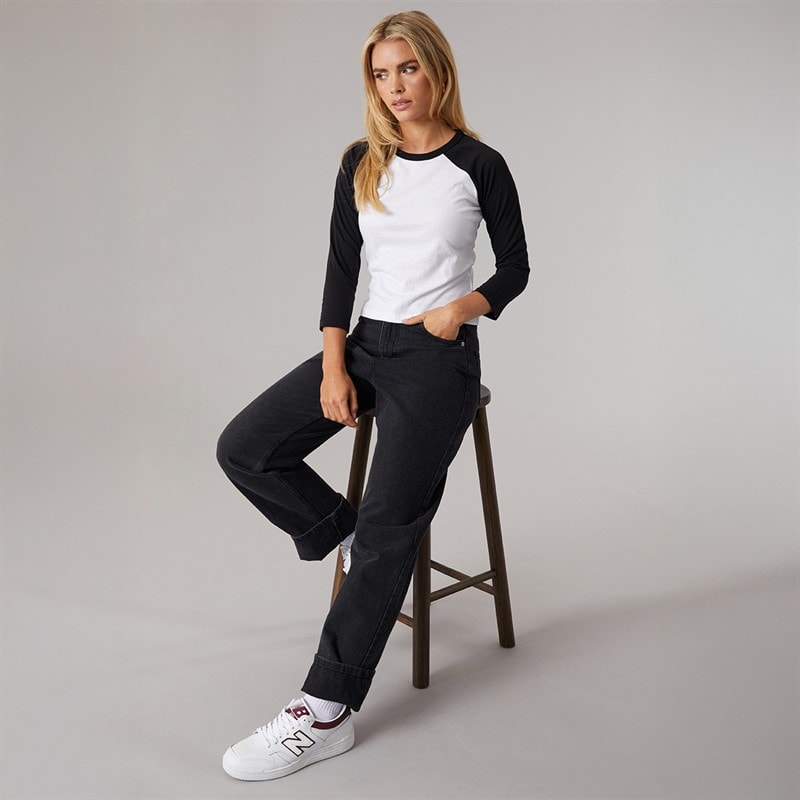 Brave Soul Womens Judy Long Sleeve T-Shirt Black/White - Image 4