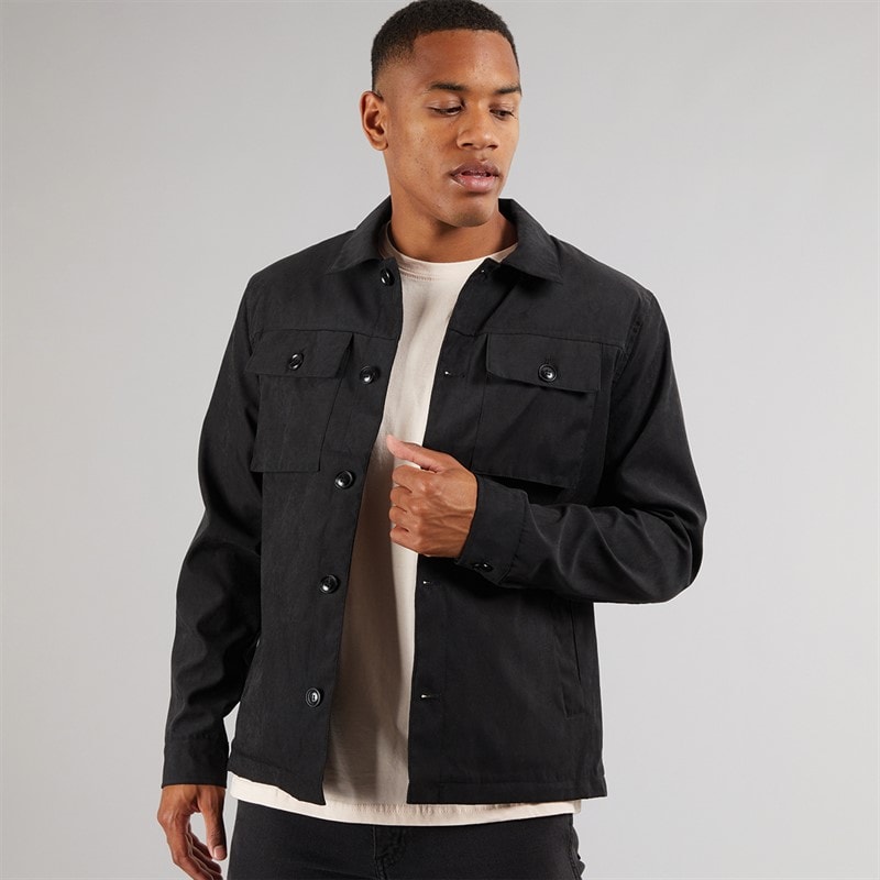 Brave Soul Mens Current Borg Lined Shacket Black - Image 1