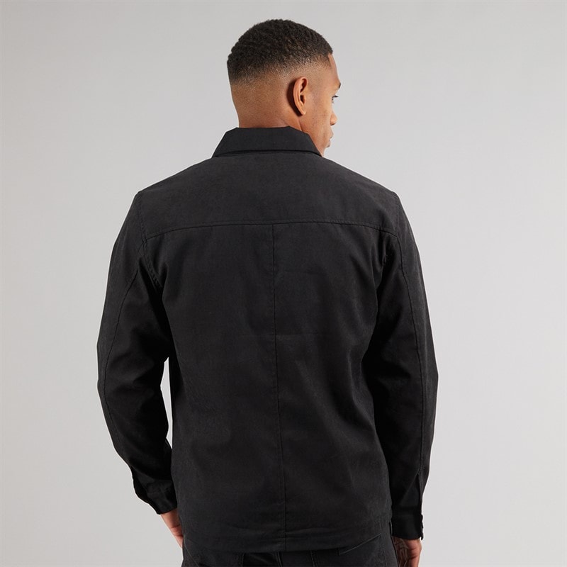 Brave Soul Mens Current Borg Lined Shacket Black - Image 2