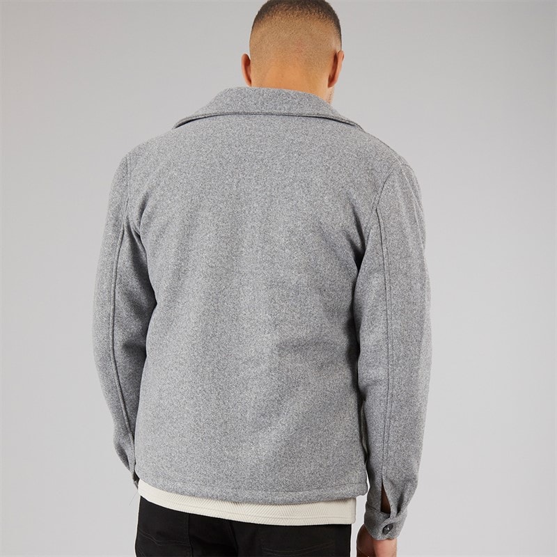Brave Soul Mens Wasabi Faux Wool Shacket Grey - Image 2