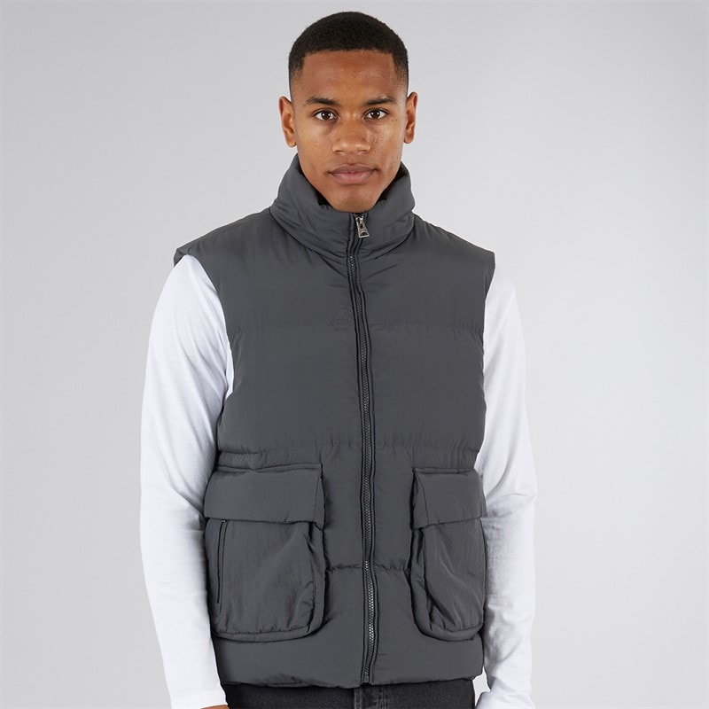 Brave Soul Mens Kirby Padded Gilet Charcoal - Image 3