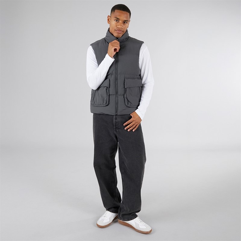 Brave Soul Mens Kirby Padded Gilet Charcoal - Image 4