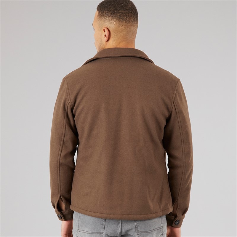 Brave Soul Mens Wasabi Faux Wool Shacket Brown - Image 2