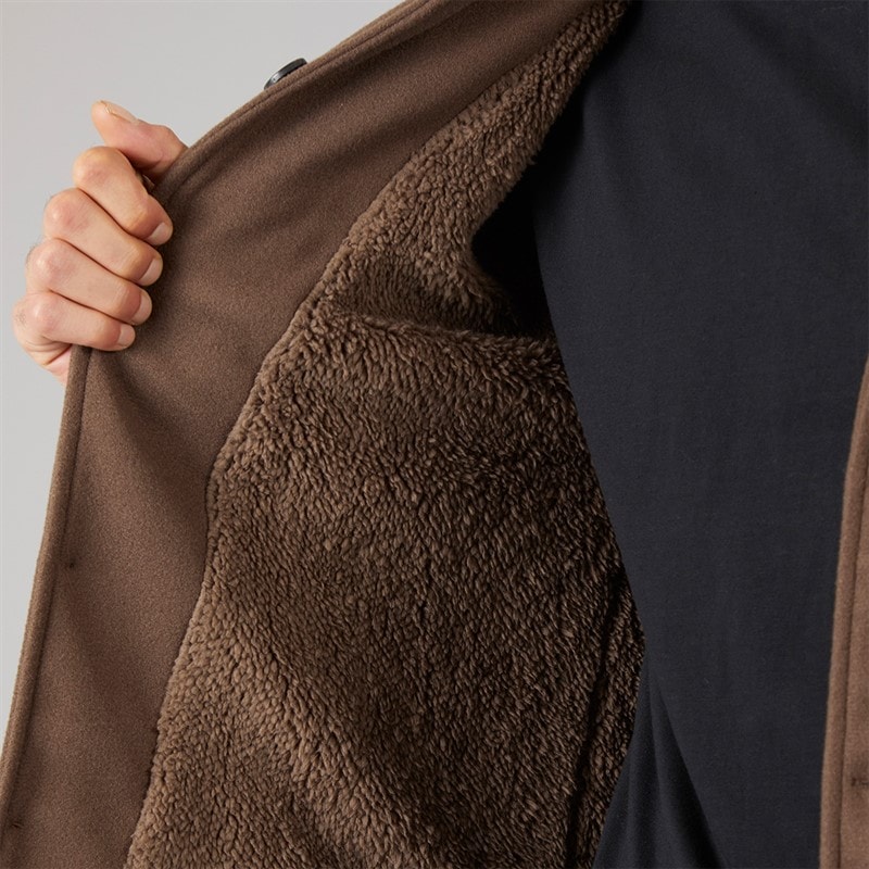 Brave Soul Mens Wasabi Faux Wool Shacket Brown - Image 5