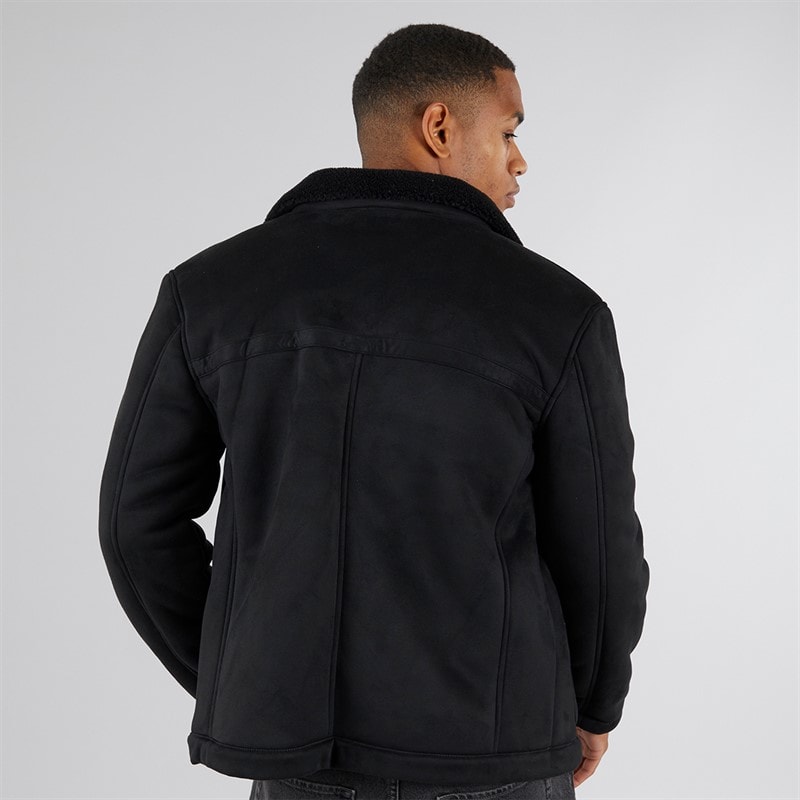 Brave Soul Mens Cunningham Faux Suede Jacket Black - Image 2
