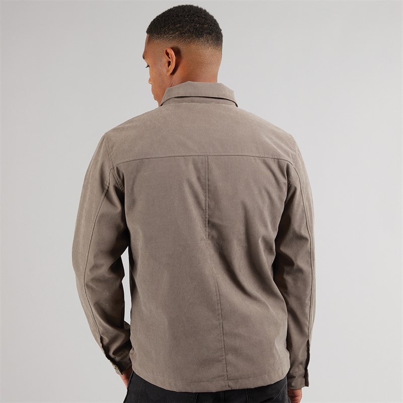 Brave Soul Mens Current Borg Lined Shacket Taupe - Image 2