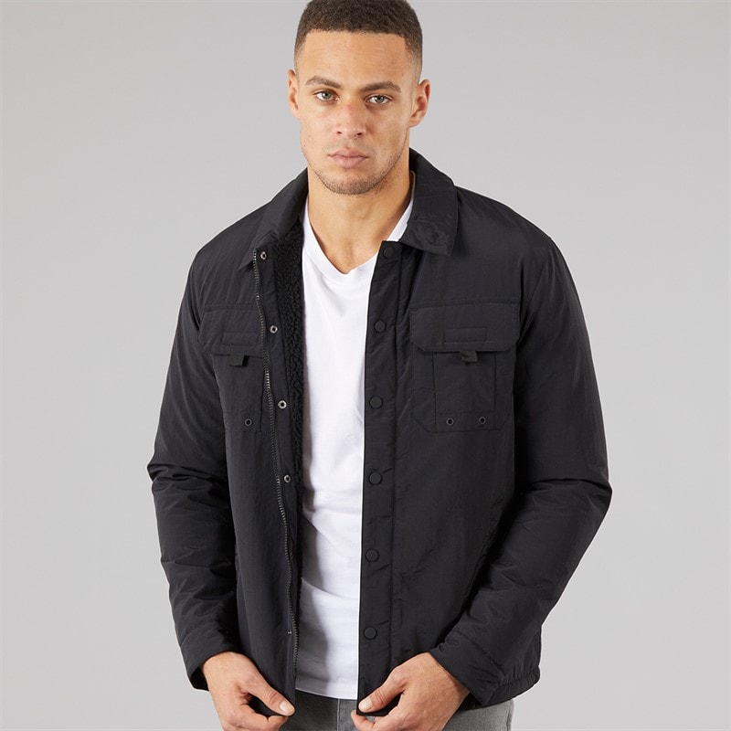 Brave Soul Mens Pearson Borg Lined Shacket Black - Image 1