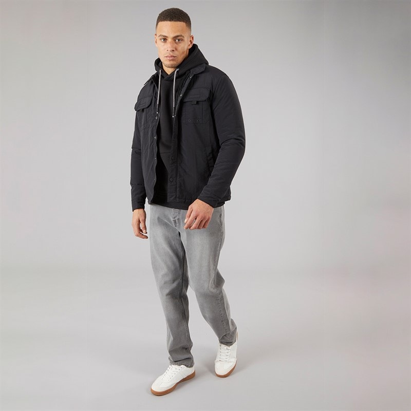 Brave Soul Mens Pearson Borg Lined Shacket Black - Image 4