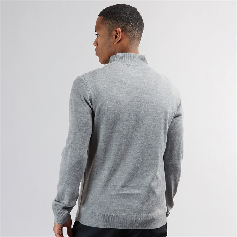 Brave Soul Mens Georgie 1/4 Zip Funnel Neck Sweatshirt Silver Grey Marl - Image 2