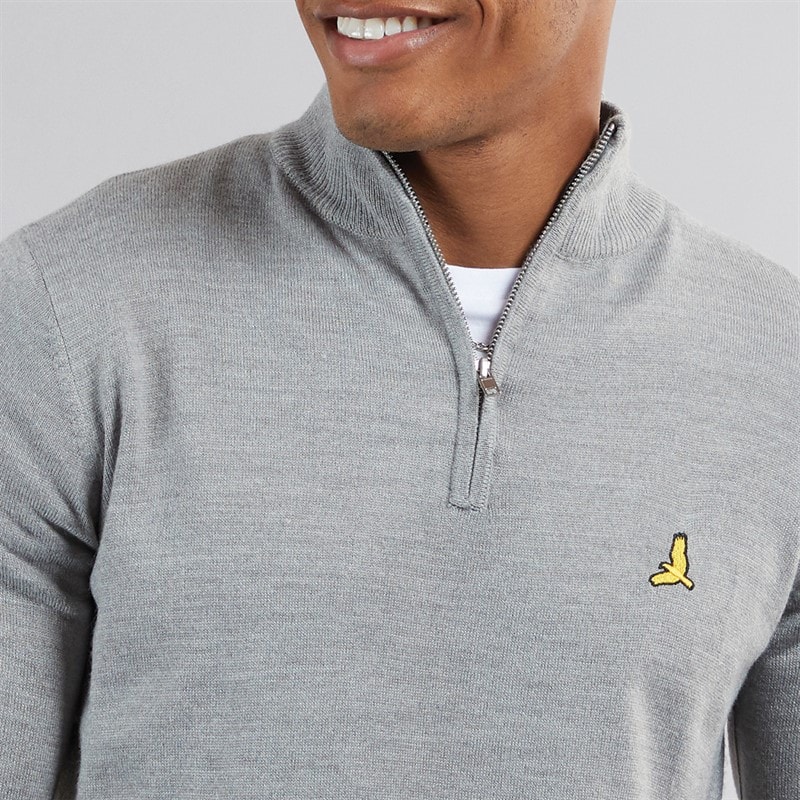 Brave Soul Mens Georgie 1/4 Zip Funnel Neck Sweatshirt Silver Grey Marl - Image 3