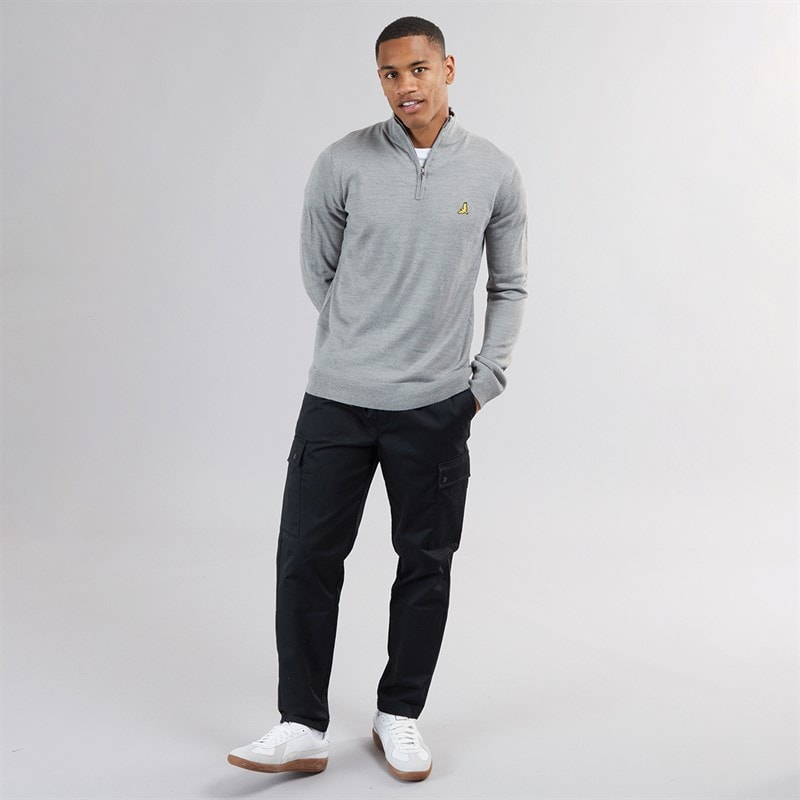 Brave Soul Mens Georgie 1/4 Zip Funnel Neck Sweatshirt Silver Grey Marl - Image 4