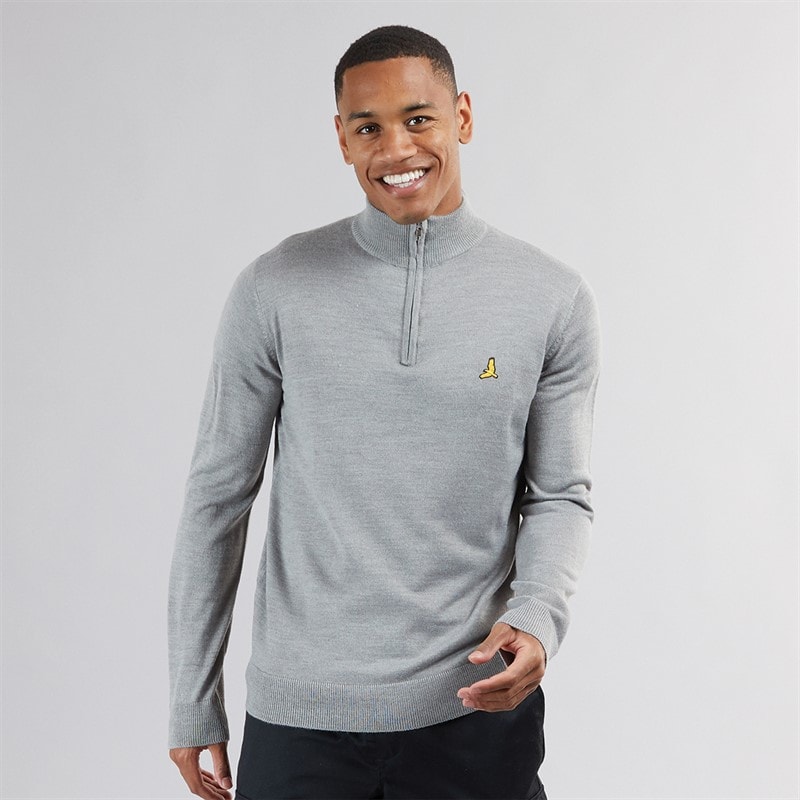 Brave Soul Mens Georgie 1/4 Zip Funnel Neck Sweatshirt Silver Grey Marl - Image 5