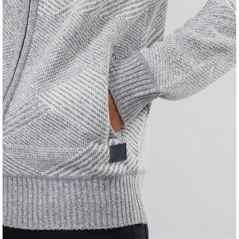 Brave Soul Mens Eadred Fully Lined Zip Through Funnel Neck Jumper Silver Grey Marl Twist - Image 3