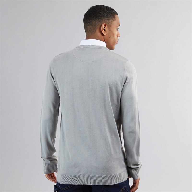 Brave Soul Mens Alvardo V-Neck Jumper Silver Grey Marl - Image 2
