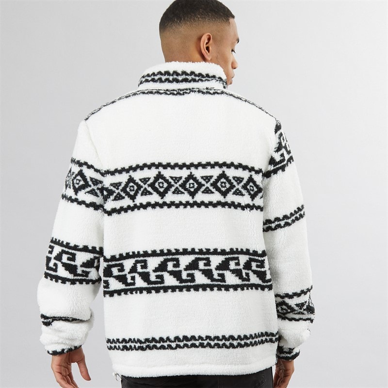 Brave Soul Mens Powelton 1/4 Zip Fleece Optic White/Jet Black - Image 2