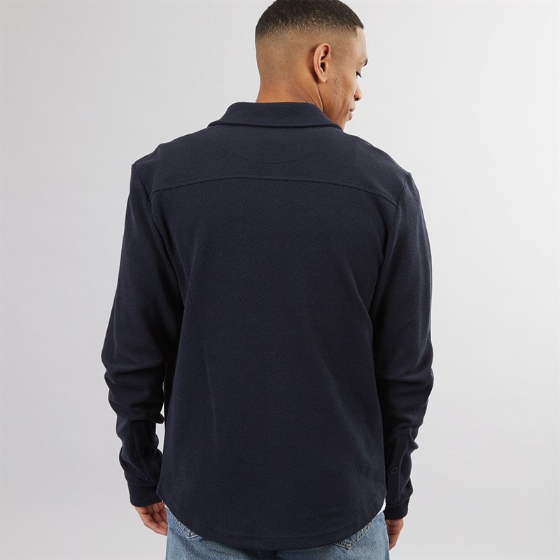 Brave Soul Mens Knight Button Up Long Sleeve Shirt Navy - Image 2